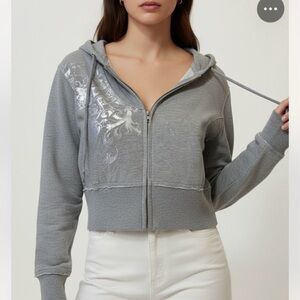 Hale Bob Gray Zip-Up Hoodie